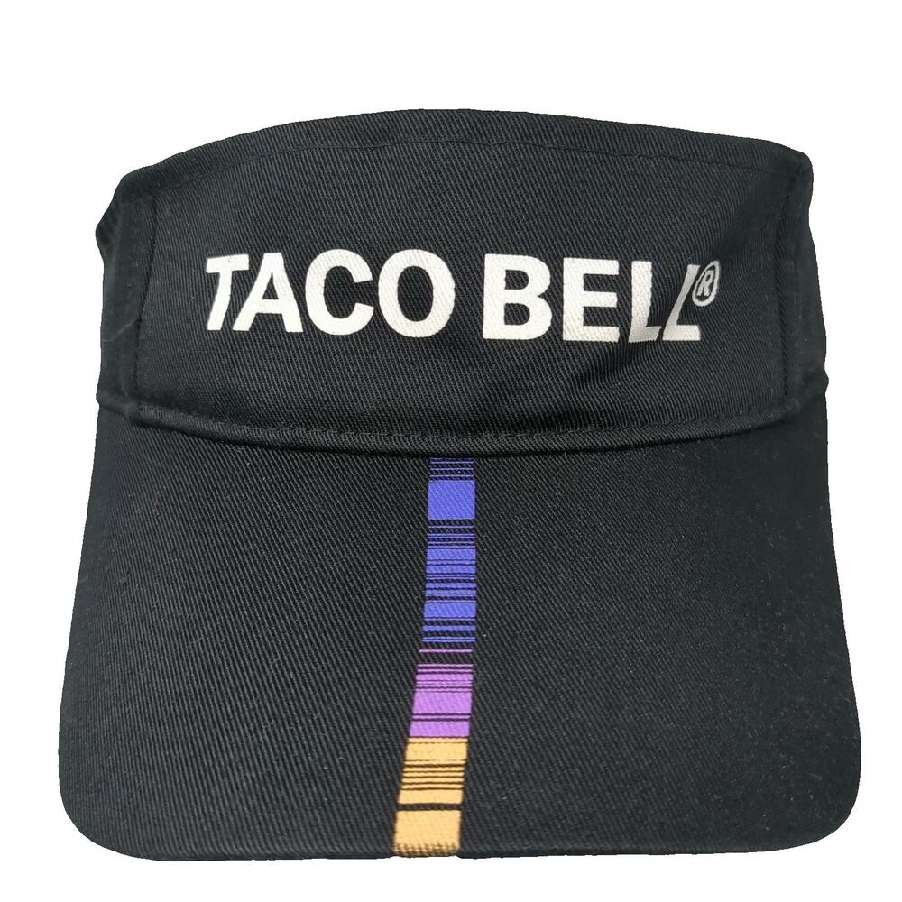 Taco Bell Visor Black One Size Adjustable Snapback Graphic Striped Bill Hat